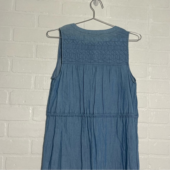 LOFT Dress Sleeveless Blue Casual Dress with Drawstring Waist Cotton Blend Small - Picture 5 of 10